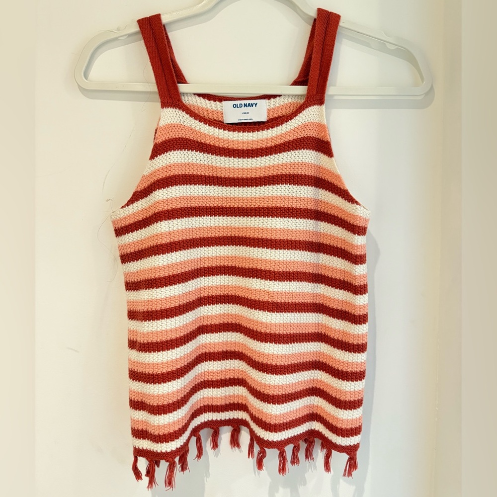 Old Navy Red and White Striped Tank Top